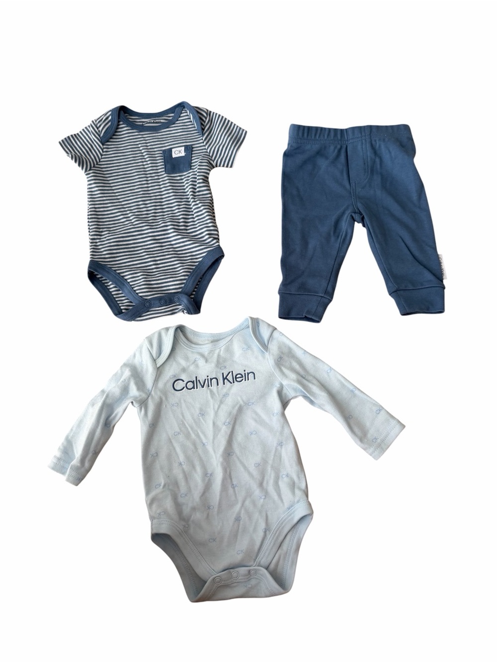 Calvin Klein Baby 3 Piece Set 0-3 Months Bodysuits Pants Newborn Essentials
